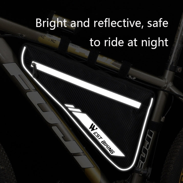 Black front triangle bike bag with reflective strip for night riding