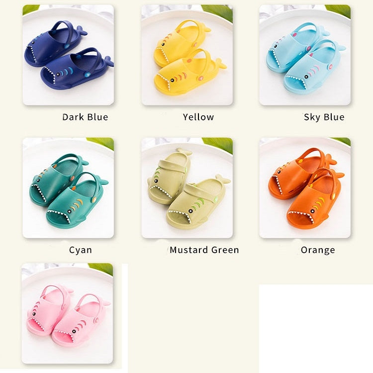 Kids' shark EVA slippers color options shown in separate product thumbnails