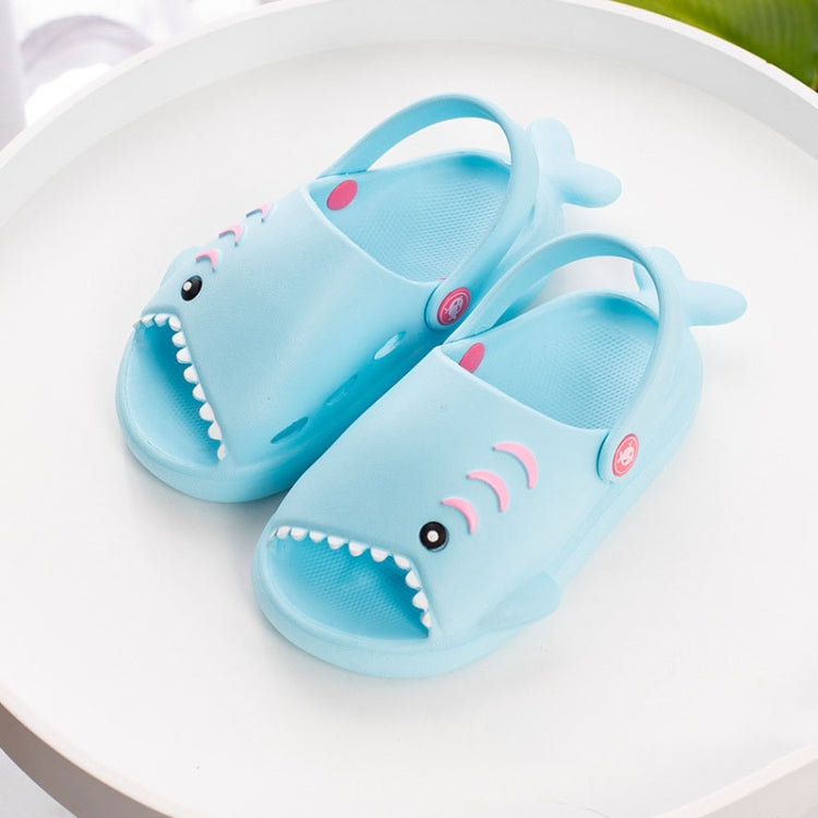 Children's light blue shark EVA slippers with non-slip soles and open-toe design
