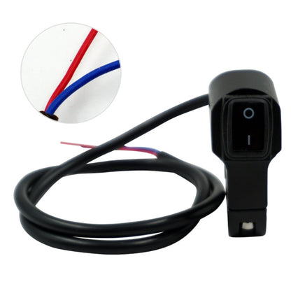 Black motorcycle headlight switch with attached wiring harness and rocker toggle