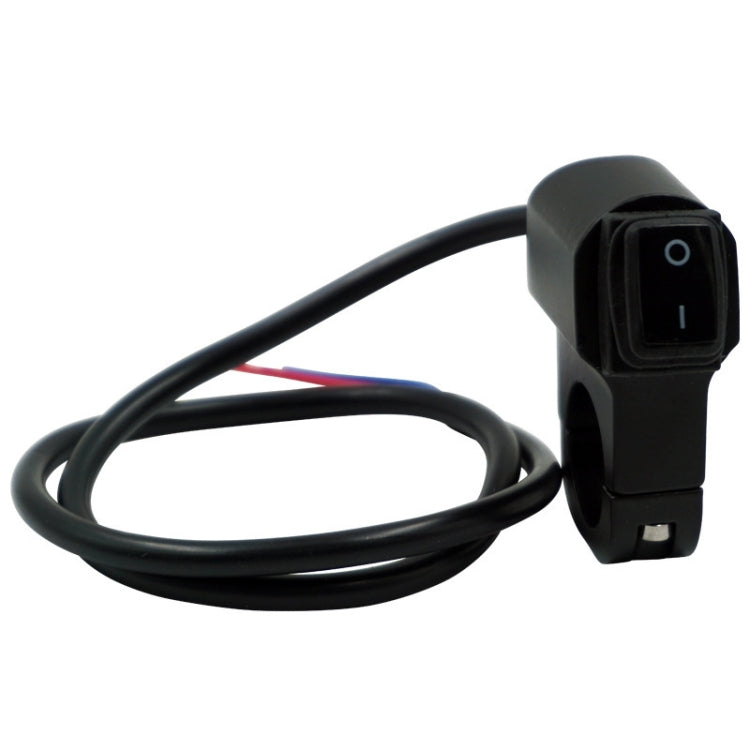 Black waterproof motorcycle headlight switch with rocker toggle and wire leads