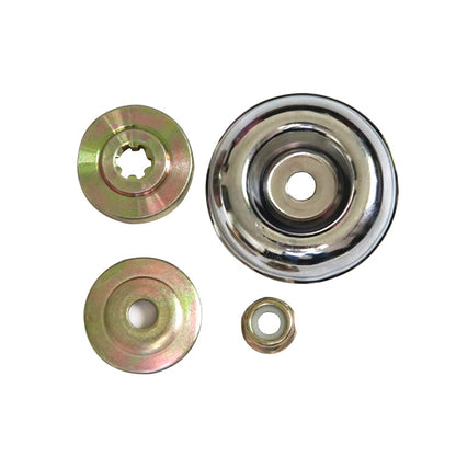 Brush cutter working head accessory set with chrome cover plate, washers and nut