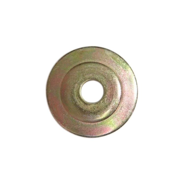 Round metal washer with center hole, gold-toned finish