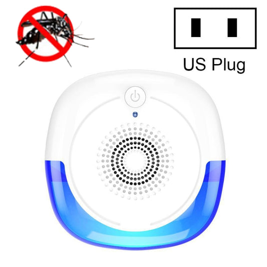 Plug-in ultrasonic mosquito repellent device with blue base and circular grille