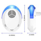 Ultrasonic mosquito repellent device with size measurements, blue-accent plug body