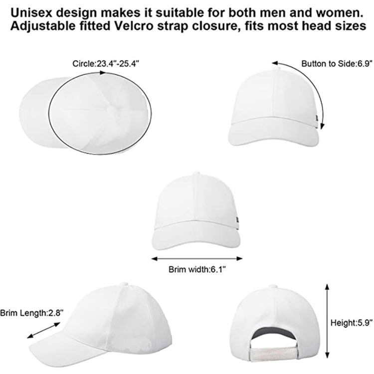 White LED fiber optic luminous cap size diagram with adjustable strap