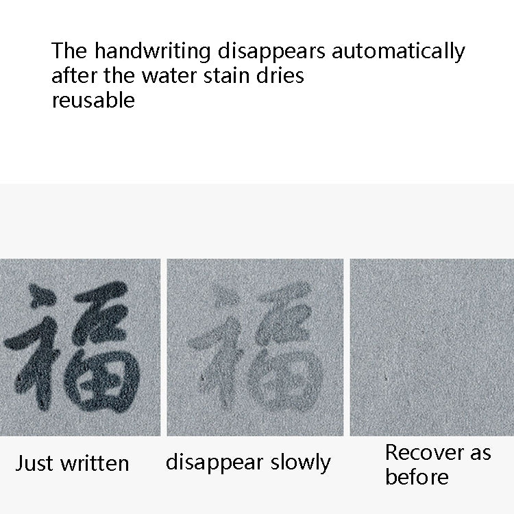 Gray water writing board showing writing fades after water dries