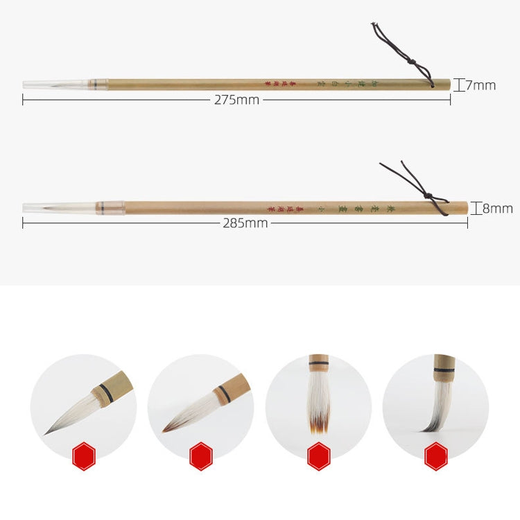 Bamboo-handled water writing brush pens with patterned grips and tip closeups