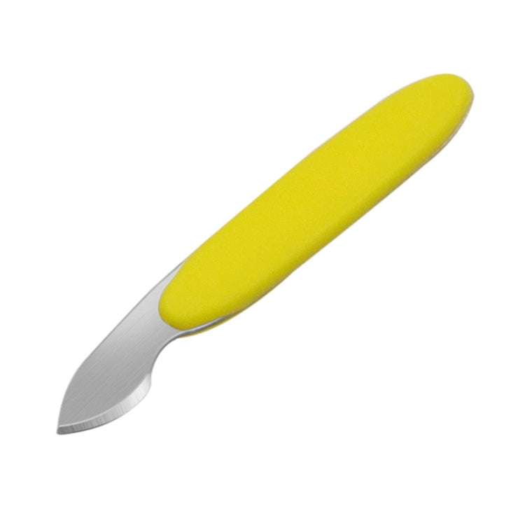 Yellow watch repair tool with curved stainless blade and yellow grip