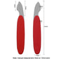 Red and stainless watch repair tool with handle size measurement diagram