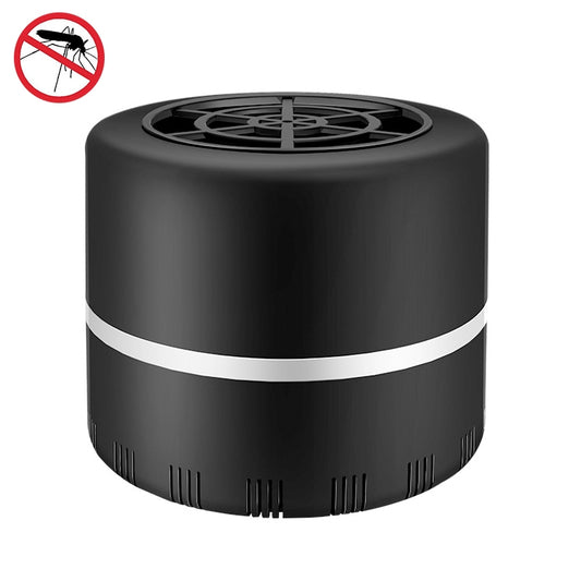 Black mosquito trap lamp with circular top fan grille and white center band