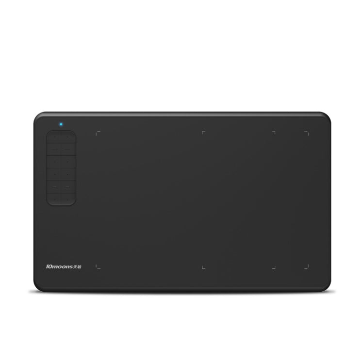 10Moons G12 drawing tablet with slim black screen, control buttons, and included stylus
