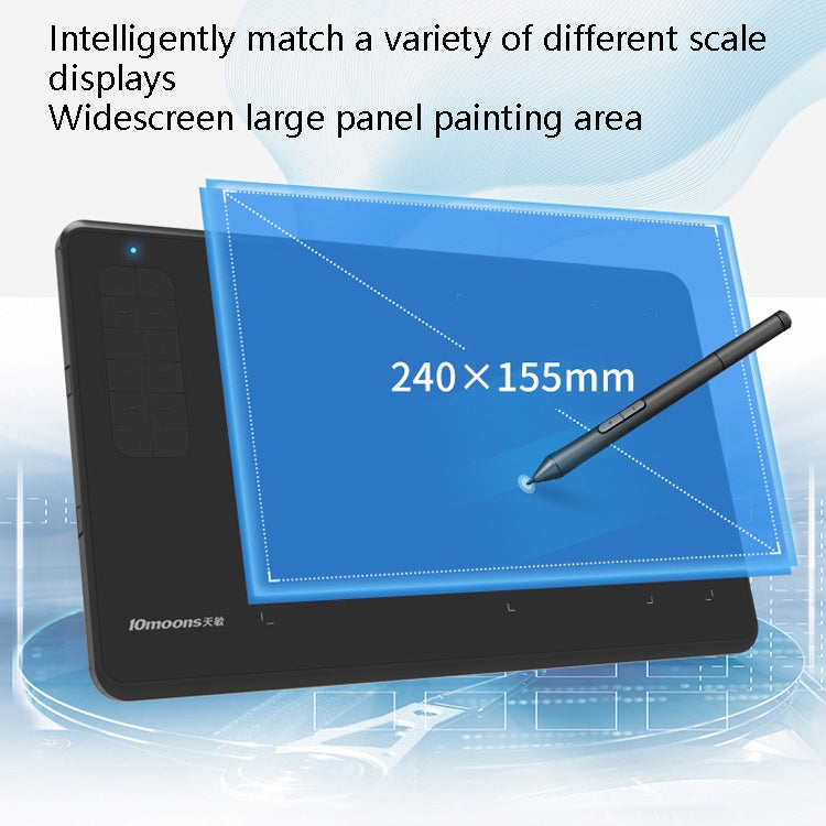 Black drawing tablet with large work area overlay and stylus pen