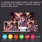Drawing tablet with multiple device screens showing artwork compatibility