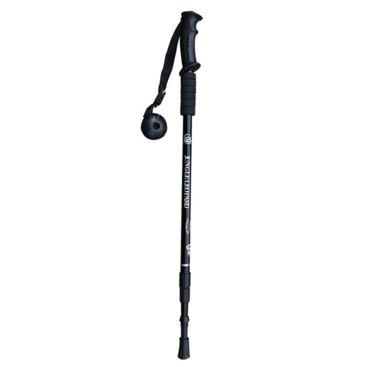 Black three-section trekking/hand pole with ergonomic grip and round rubber tip