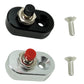 Motorcycle switch bases: black cap and silver red-cap versions, with mounting screws