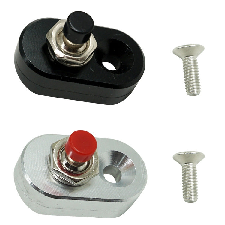 Motorcycle switch bases: black cap and silver red-cap versions, with mounting screws