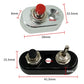Motorcycle switch size diagram showing single silver and dual black bases with dimensions