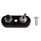 Black dual motorcycle handlebar switch plate with two terminals and mounting screw