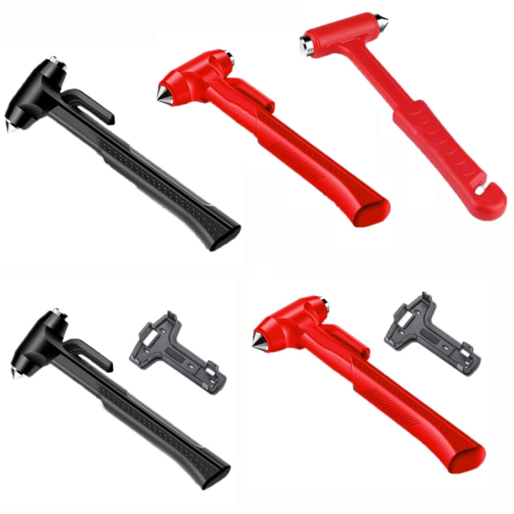 Car emergency window breaker hammer in black and red, with optional pry tool
