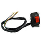 Motorcycle switch assembly with red rocker and black housing, multi-wire cable