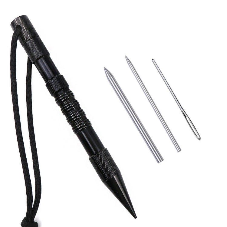 Marlin spike bracelet weaving tool set with black cord and metal needles