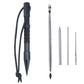 Marlin spike bracelet weaving tool set with black cord, silver needle pieces, and spike