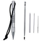 Marlin spike bracelet weaving tool set with silver tools, black rope cord, and needles