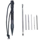 Marlin spike bracelet weaving tool set with black cord, black spike, and metal needles