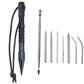 Marlin spike bracelet weaving tool set with black rope cord and metal weaving needles