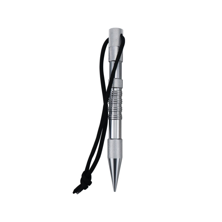Silver marlin spike rope needle bracelet weaving tool with lanyard and pointed metal tip