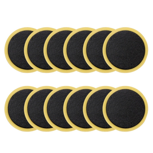 Bicycle tire repair kit: round black tire patches with yellow backing rings