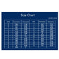 Blue size chart table for perimeter and diameter measurements in mm