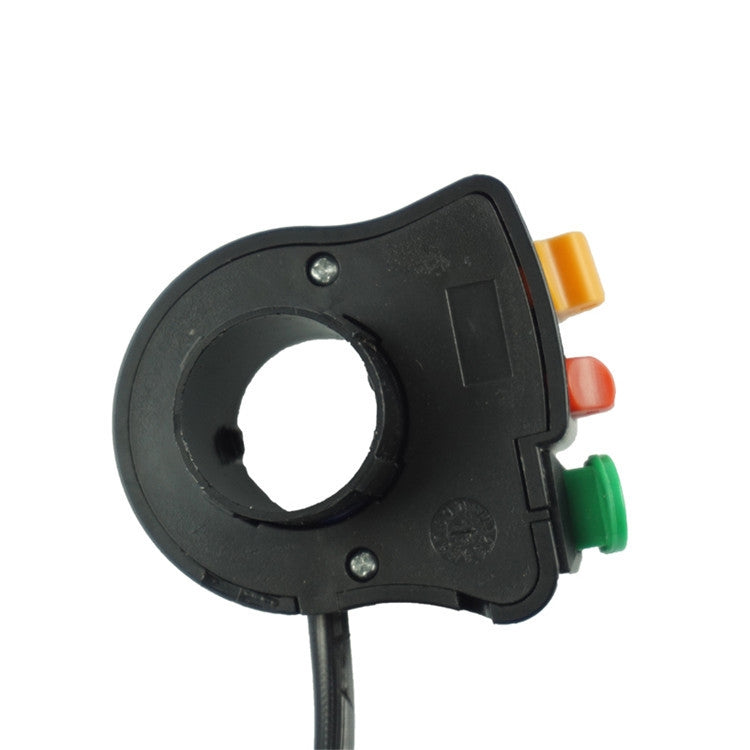 Motorcycle handlebar switch module with multi-color buttons and round mounting hole