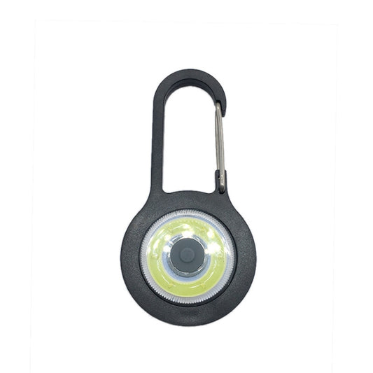 Black mini carabiner COB flashlight keychain with round LED light head