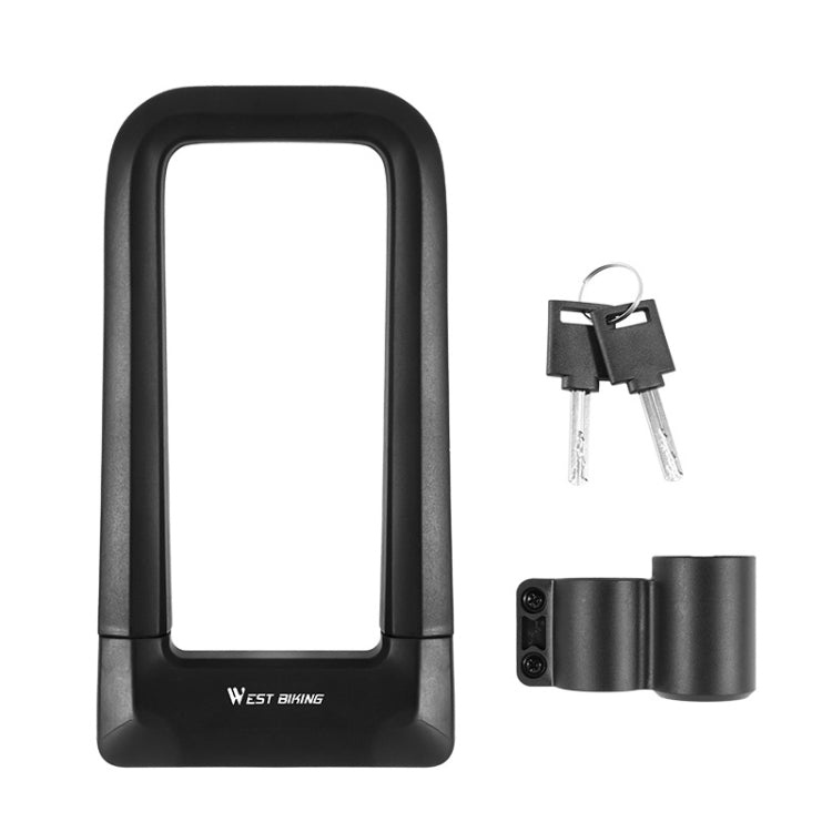Black U-lock with key and keys, silicone-coated bicycle security lock