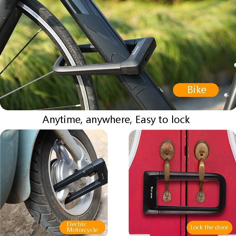 Black U-lock mounted on bicycle frame, keyhole area protected
