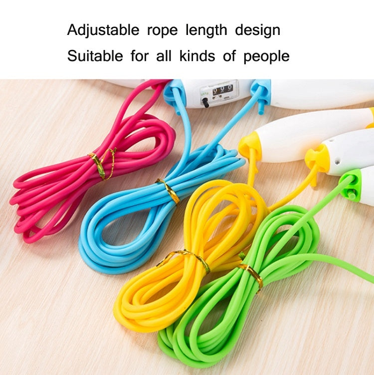Set of adjustable PVC mechanical counting skipping ropes with foam handles in assorted colors