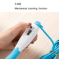 Blue PVC mechanical counting skipping rope with digital-style counter on white handle