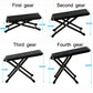 Adjustable folding guitar pedal foot pad shown in four height settings