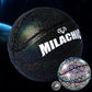 Dark textured basketball with rainbow reflective web, MILACHIC logo, plus mini ball