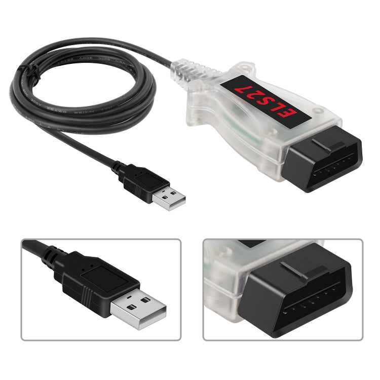 Car fault detection cable kit with USB cable and OBD-style diagnostic plug