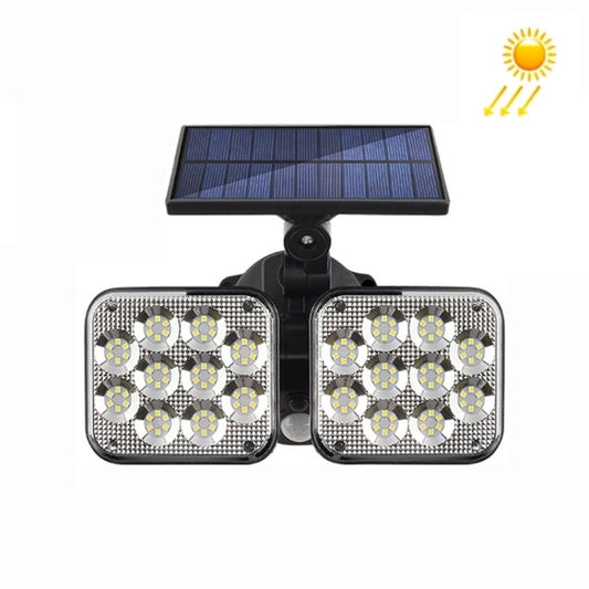 Solar dual-head LED wall light with two bright LED grids and top solar panel