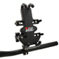Black N-STAR motorcycle phone bracket on handlebar with T-shaped mount and rubber grip