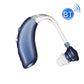 Deep blue behind-the-ear Bluetooth hearing aid with clear ear tube and earbud