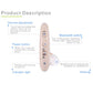 Beige behind-the-ear Bluetooth hearing aid showing control buttons and indicator light
