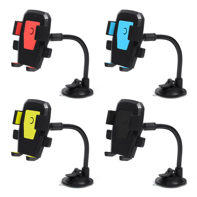 Car windshield automatic lock phone holder set with red, blue, yellow, and black clamps