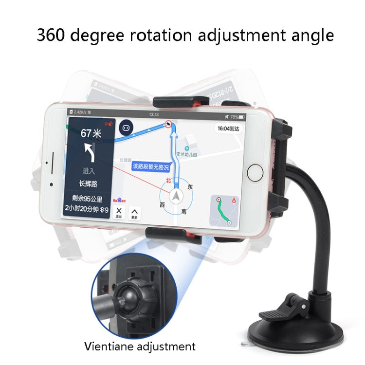 Car windshield automatic lock phone holder with suction base and adjustable mount