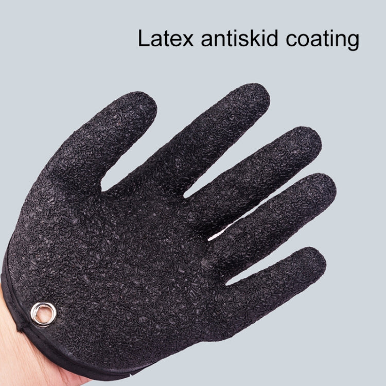 Single dark charcoal anti-skid latex glove palm, textured grip on fingers