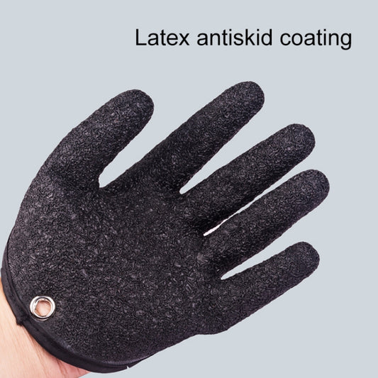 Single dark charcoal anti-skid latex glove palm, textured grip on fingers